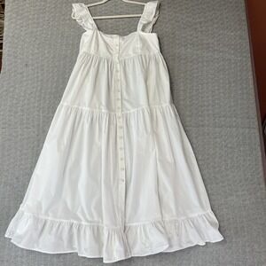 En Saison Women Maxi Sundress Cotton White Sleeveless Romantic Small